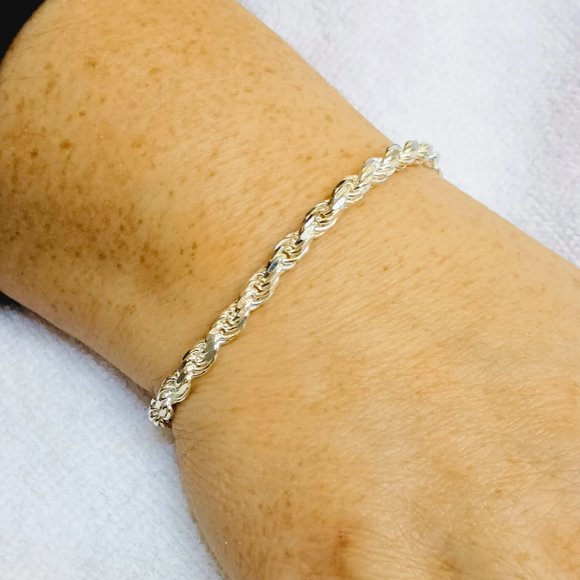Sterling Silver Twisted Rope Bracelet 7" HCT 925 Italy Woven Link Large - Picture 1 of 11